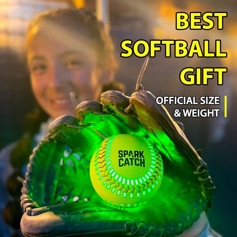SPARK CATCH Light Up 12" Glow in The Dark Fastpitch Softball for Girls, Teens, and Players (Neon Green) - Image 3